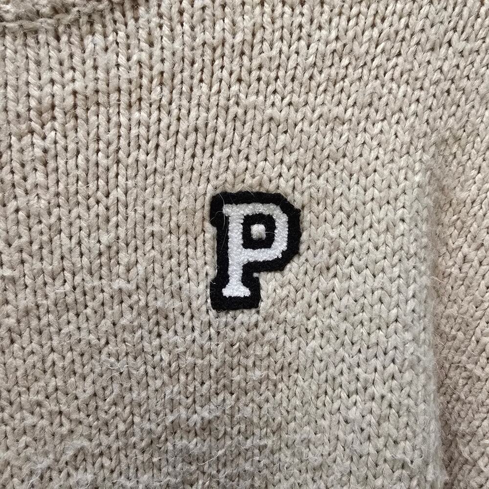 Victoria's Secret PINK cream chunky knit long sleep crewneck sweater large - Picture 3 of 13